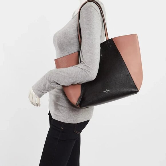 Louis Vuitton Rose/Black Leather Lockme Cabas Tote Bag - Picture 2 of 11